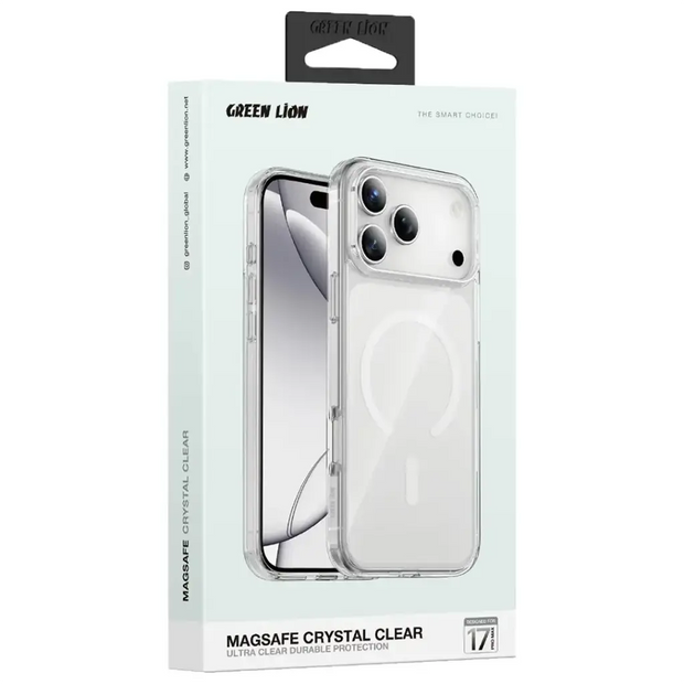 כיסוי מגנטי Green Lion MagSafe Crystal Clear Case לסדרת iPhone 17 – שקוף
