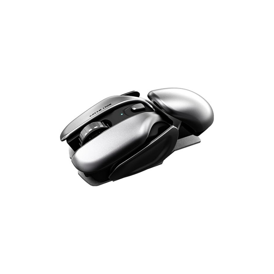 עכבר מתכתי אלחוטי Green Lion G266 Beetles – אפור 🖱️⚙️✨