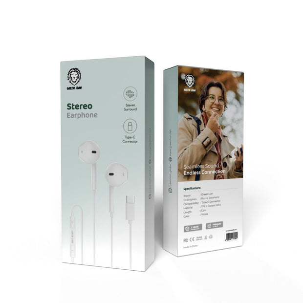אוזניות חוטיות Green Lion Wired Stereo – לבן 🎧🤍