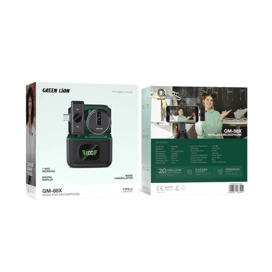 מיקרופון אלחוטי Green Lion GM-88X – שחור 🎤🖤