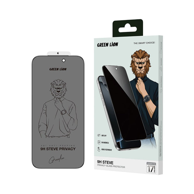 מגן מסך Green Lion 9H Steve Privacy Glass Protector לאייפון 17 🔒📱