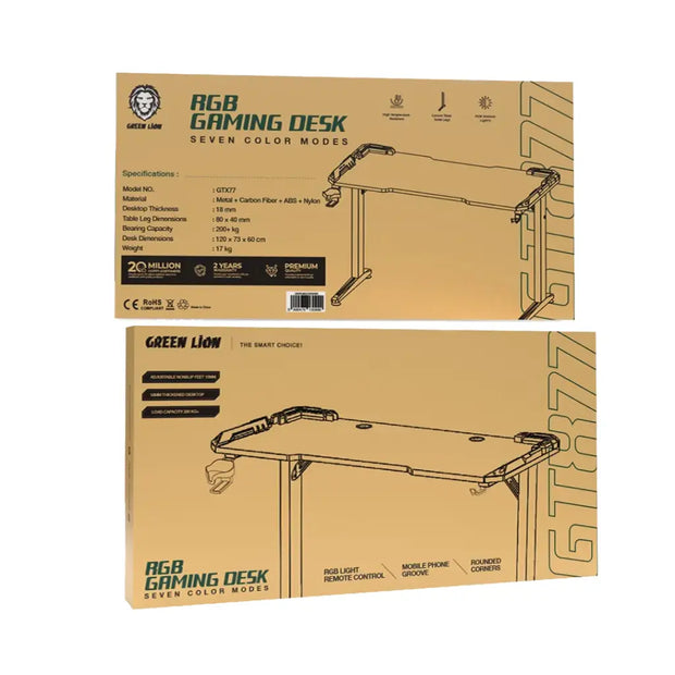 שולחן גיימינג Green Lion RGB – שחור 🎮⚡