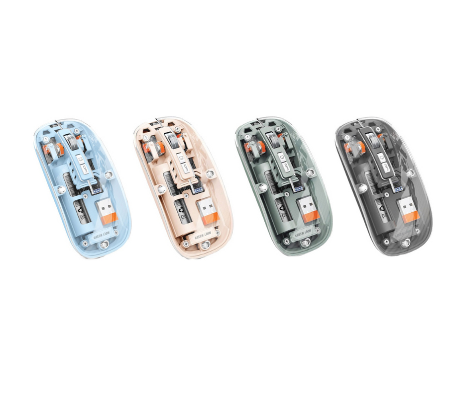 עכבר שקוף חכם Green Lion Transparent Mouse 2 – 1600DPI 🖱️💎✨