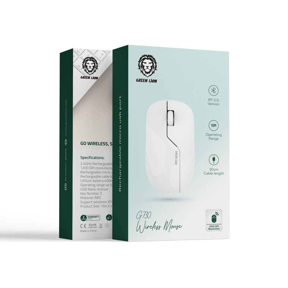 עכבר אלחוטי חכם Green Lion G730 Wireless Mouse – שחור 🖱️⚡🖤