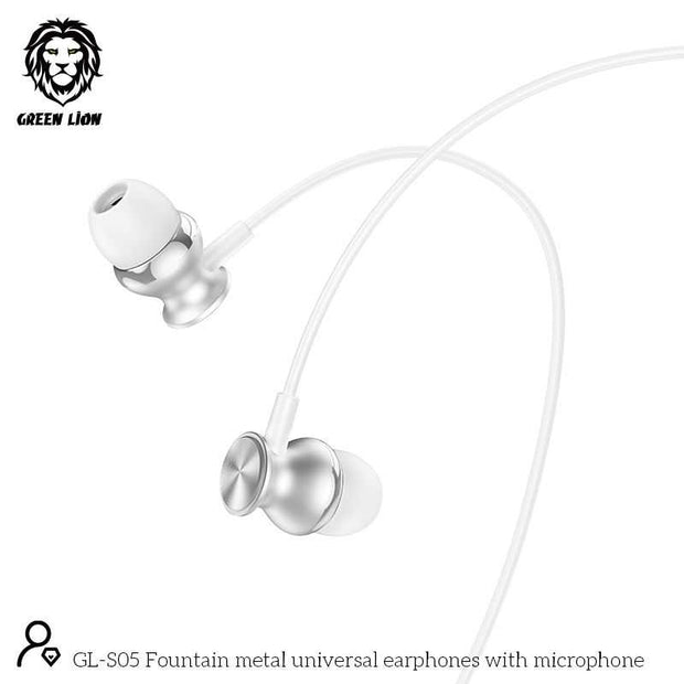 אוזניות אלחוטיות Green Lion Metal Earphone – שָׁחֹר 🎧🖤