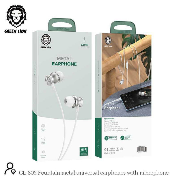 אוזניות אלחוטיות Green Lion Metal Earphone – שָׁחֹר 🎧🖤